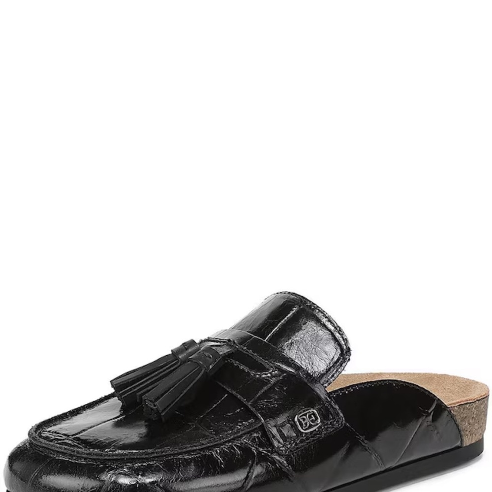Sam Edelman Women’s Black Tassel Crocodile Leather Mules Loafers - Picture 3 of 13